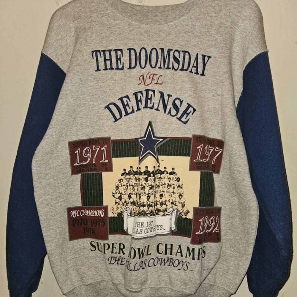 Vintage NFL Cowboys Gray and Blue Sweater